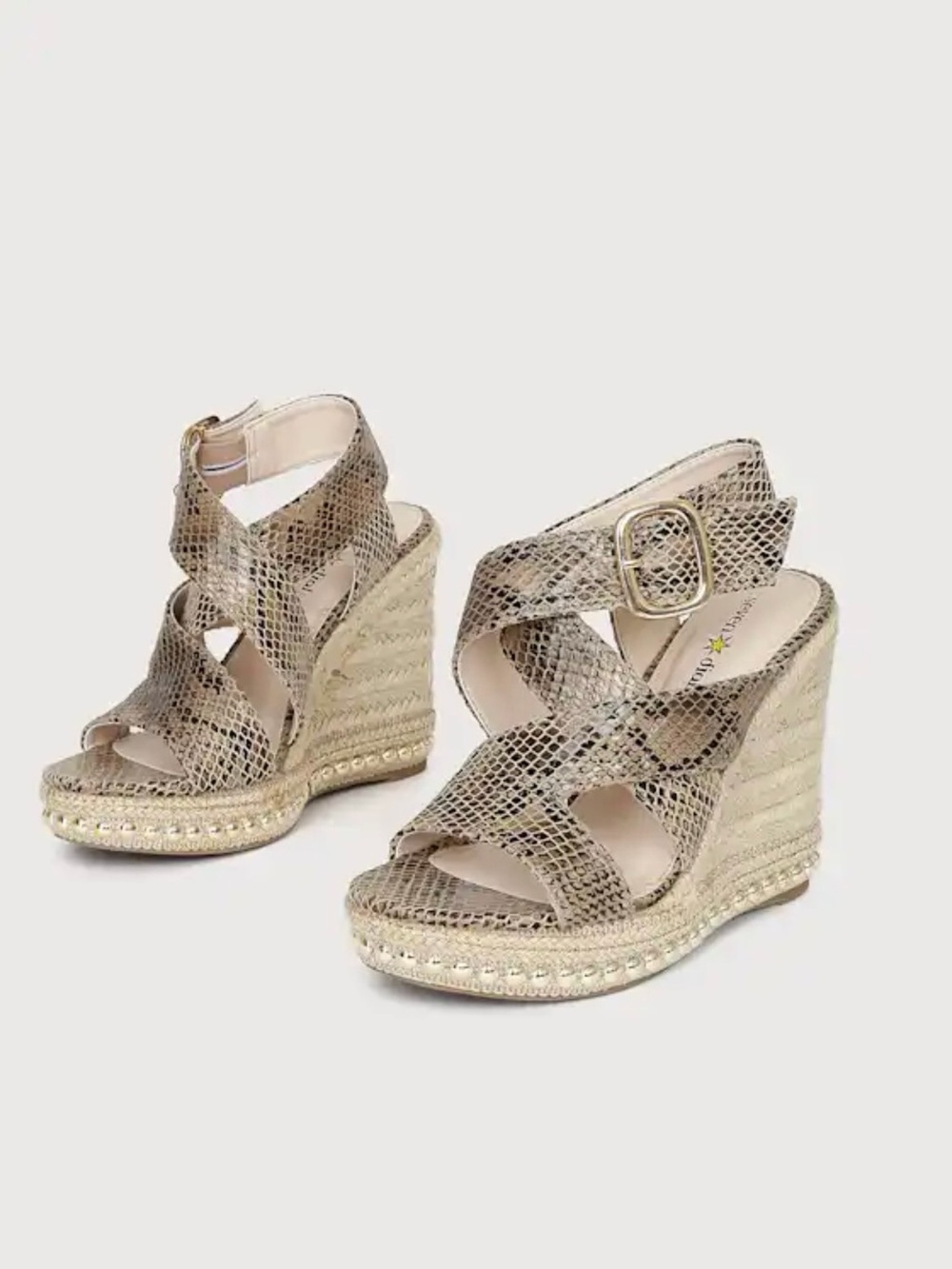 Seven Dials Somerset Snake Print Studded Espadrille Wedges 8.5